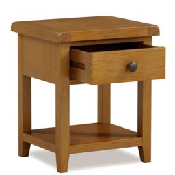 Rest Relax Elston Oak Lamp Table With Drawer in Brown - thumbnail 3