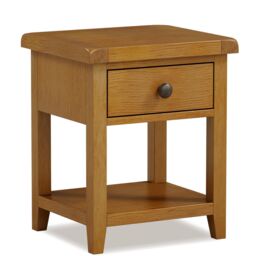 Rest Relax Elston Oak Lamp Table With Drawer in Brown - thumbnail 1