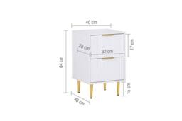 Birlea Zaza White Bedside Cabinet 2 Drawer Fluted BedsideTable Chest - thumbnail 7