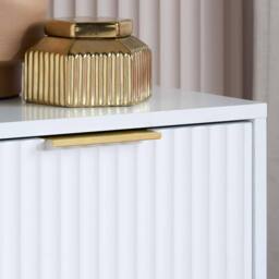 Birlea Zaza White Bedside Cabinet 2 Drawer Fluted BedsideTable Chest - thumbnail 3