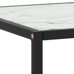 Berkfield Home Coffee Table Black with White Marble Glass 90x90x50 cm - Size: 90 x 90 x 50 cm - thumbnail 4