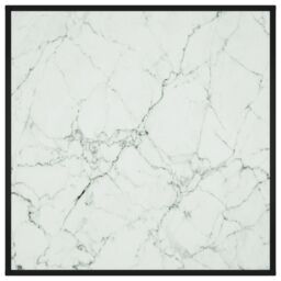 Berkfield Home Coffee Table Black with White Marble Glass 90x90x50 cm - Size: 90 x 90 x 50 cm - thumbnail 3