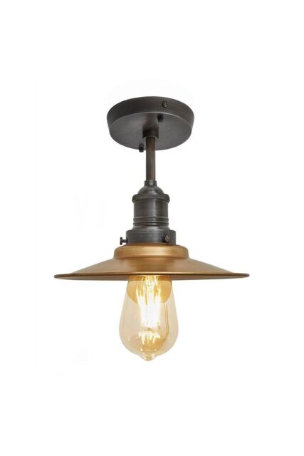 Industville Brooklyn Flat Flush Mount, 8 Inch, Brass, Pewter Holder in Bronze - image 1