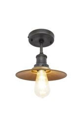 Industville Brooklyn Flat Flush Mount, 8 Inch, Brass, Pewter Holder in Bronze - thumbnail 2
