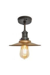 Industville Brooklyn Flat Flush Mount, 8 Inch, Brass, Pewter Holder in Bronze - thumbnail 1