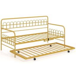 KORVIXA Modern Space‑Saving Pull‑Out Single Daybed Sofa‑Bed in Gold - Size: Double - thumbnail 1