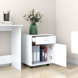 Berkfield Home Rolling Cabinet White 45x38x54 cm Engineered Wood - Size: 45 x 38 x 54 cm - thumbnail 3