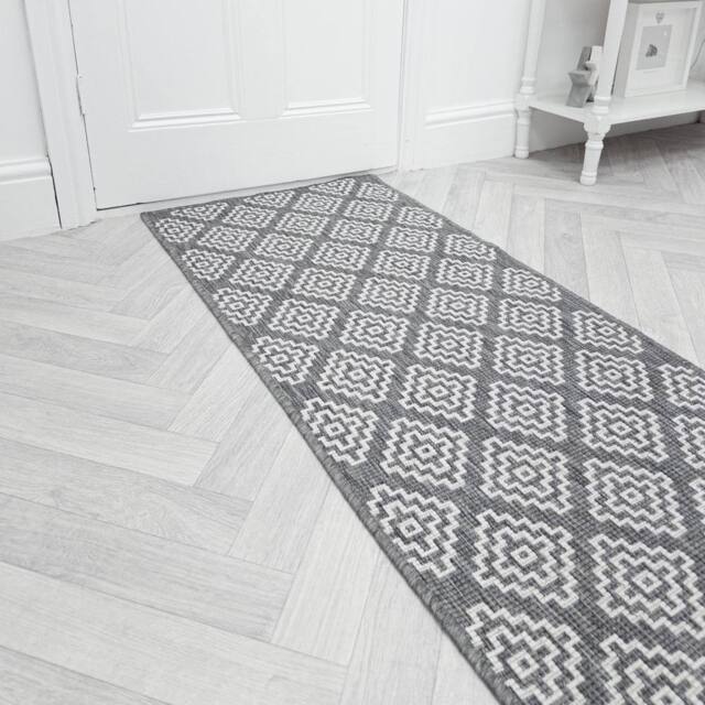 runrug Carpet Runner Rug - Indoor/Outdoor, Reversible, 2mm - 'Olmec' in Grey - Size: 60 cm x 390 cm - image 1
