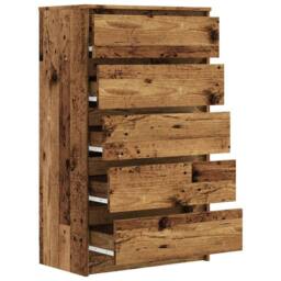 Berkfield Home Drawer Cabinet Old Wood 60x36x103 cm Engineered Wood in Brown - Size: 60 x 36 x 103 cm - thumbnail 7