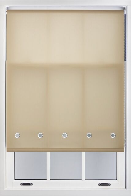 Furnished Cappuccino Daylight Roller Blind with Chrome Round Eyelets - Trimmable Window Shade in Beige - Size: 75 cm width x 165 cm drop - image 1