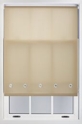 Furnished Cappuccino Daylight Roller Blind with Chrome Round Eyelets - Trimmable Window Shade in Beige - Size: 75 cm width x 165 cm drop - thumbnail 1