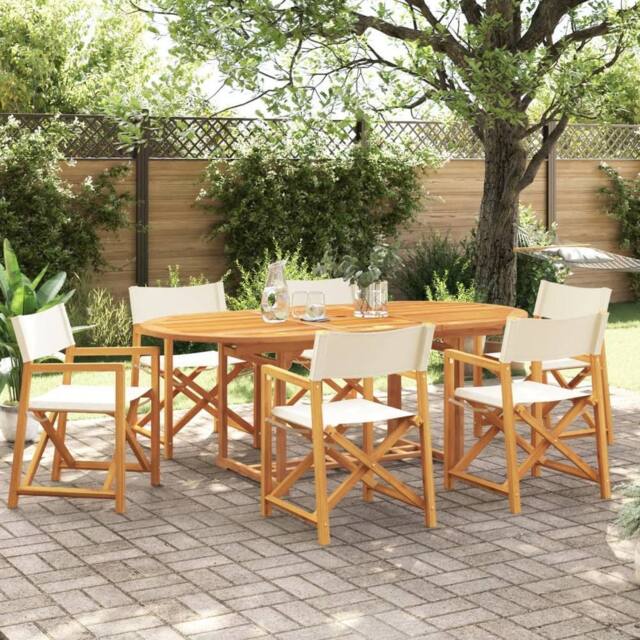Berkfield Home 6 Piece Folding Garden Chairs Cream White Fabric - image 1
