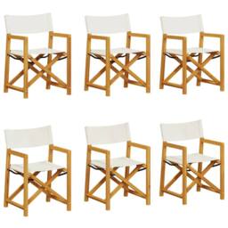 Berkfield Home 6 Piece Folding Garden Chairs Cream White Fabric - thumbnail 2