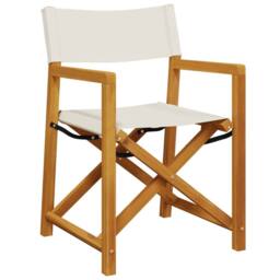 Berkfield Home 6 Piece Folding Garden Chairs Cream White Fabric - thumbnail 3