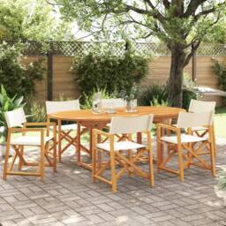 Berkfield Home 6 Piece Folding Garden Chairs Cream White Fabric