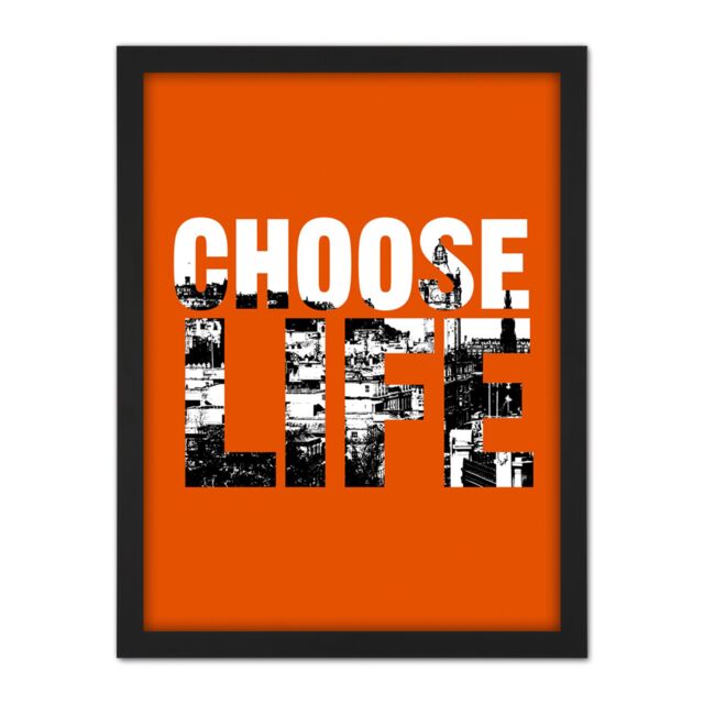 "Artery8 Wall Art Print Choose Life Trainspotting Edinburgh Scotland Large Framed Wall Décor Art in Light Oak - Size: W18"" x H24""" - image 1