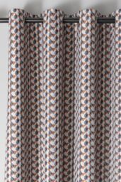 Fusion 'Prado' Geometric Print Light Filtering Pair of Eyelet Curtains in Grey - Size: 168 cm width x 137 cm drop - thumbnail 3