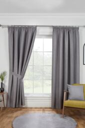 Sundour Eclipse Pencil Pleat Blackout Curtains Taped Curtain Pair in Grey - Size: 117 cm width x 229 cm drop