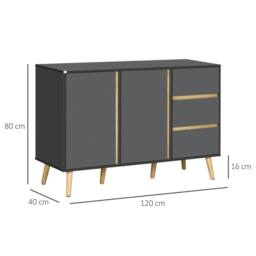 Wyld Haus Sola Vela Dark Grey Sideboard 2 Doors 3 Drawers Adjustable Shelves - thumbnail 4