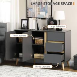 Wyld Haus Sola Vela Dark Grey Sideboard 2 Doors 3 Drawers Adjustable Shelves - thumbnail 5