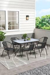 Garden Sanctuary 6-seater Outdoor Tempered Glass Garden Coffee Table Set in Grey