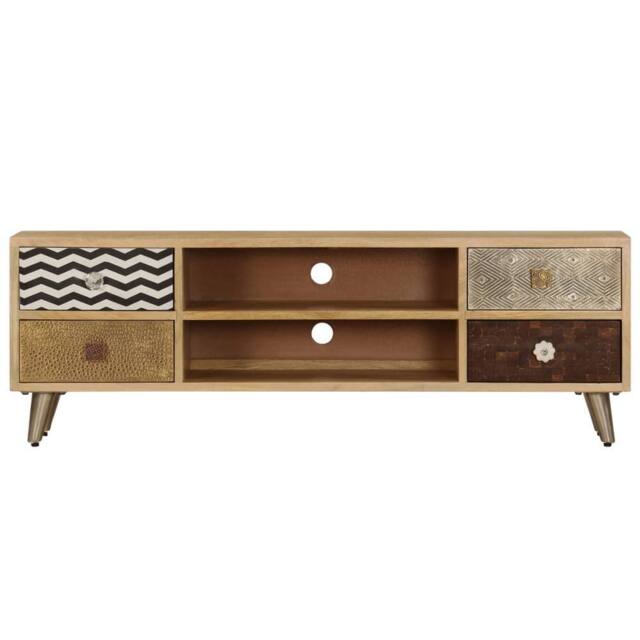 Berkfield Home TV Cabinet 120x30x40 cm Solid Mango Wood in Light Tan - Size: 120 x 30 x 40 cm - image 1
