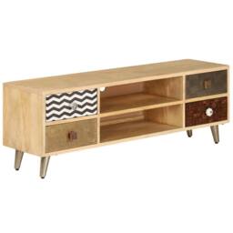 Berkfield Home TV Cabinet 120x30x40 cm Solid Mango Wood in Light Tan - Size: 120 x 30 x 40 cm - thumbnail 3
