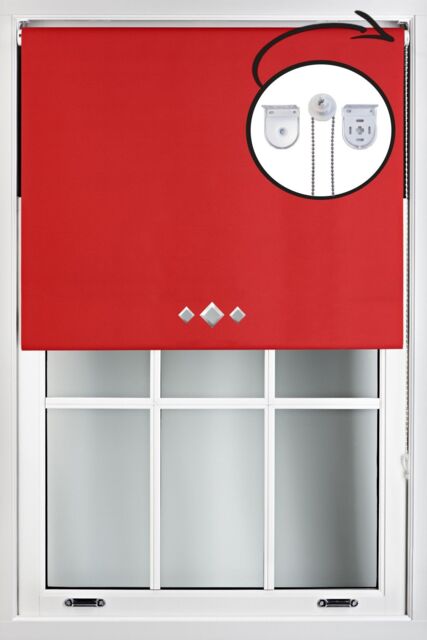 Furnished Red Blackout Roller Blind with Triple Diamond Eyelets & Metal Fittings - Size: 165 cm width x 165 cm drop - image 1