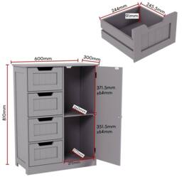 HD Designs Priano 4 Drawer 1 Door Freestanding Bathroom Unit Storage in Dark Grey - thumbnail 3
