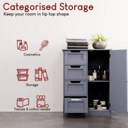 HD Designs Priano 4 Drawer 1 Door Freestanding Bathroom Unit Storage in Dark Grey - thumbnail 7
