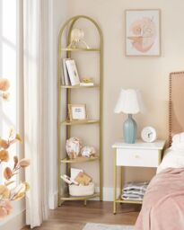 VASAGLE 5-Tier Modern Glass Corner Plant Stand Tower Storage Shelves in Gold - thumbnail 4