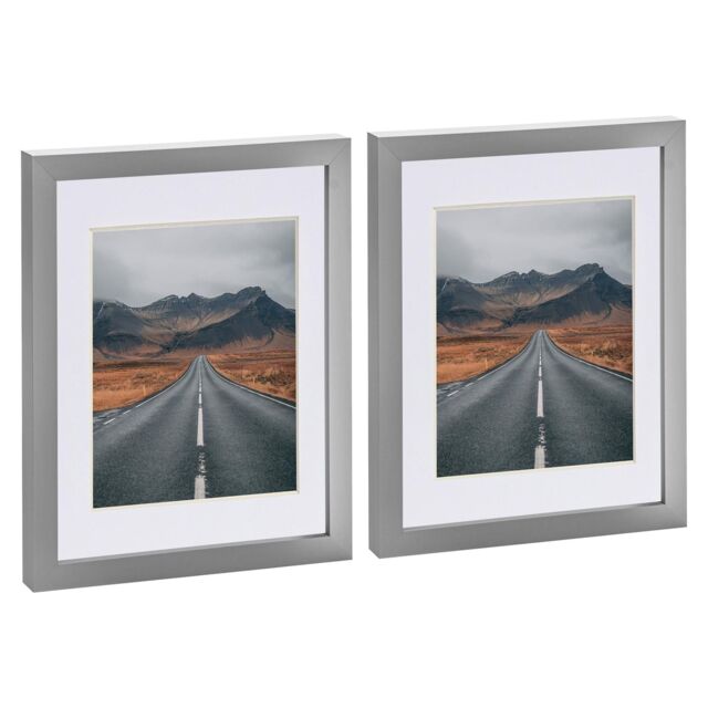 "Nicola Spring Photo Frames with 5"" x 7"" Mount - 8"" x 10"" - Grey Mount - Pack of 2" - image 1