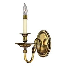Netlighting Cambridge 1 Light Indoor Candle Wall Light Burnished Brass E14 in Yellow