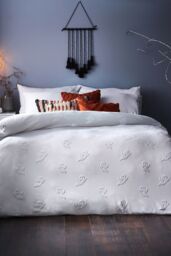 The Linen Yard Ghost Tufted Halloween 100% Cotton Duvet Cover Set in White - Size: Double - thumbnail 2
