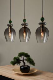 BHS Lighting Seline Green Diner Pendant Ceiling Light in Gold - thumbnail 4