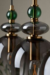 BHS Lighting Seline Green Diner Pendant Ceiling Light in Gold - thumbnail 3