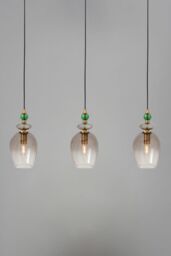 BHS Lighting Seline Green Diner Pendant Ceiling Light in Gold - thumbnail 1
