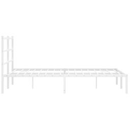 Berkfield Home Metal Bed Frame without Mattress with Headboard White 140x190cm - Size: 140x190 cm - thumbnail 6