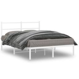 Berkfield Home Metal Bed Frame without Mattress with Headboard White 140x190cm - Size: 140x190 cm - thumbnail 2