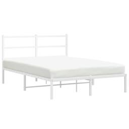 Berkfield Home Metal Bed Frame without Mattress with Headboard White 140x190cm - Size: 140x190 cm - thumbnail 3