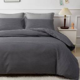 Grace Luxury 4 Piece Duvet Cover Set with Fitted Sheet in Charcoal - Size: Double - thumbnail 3