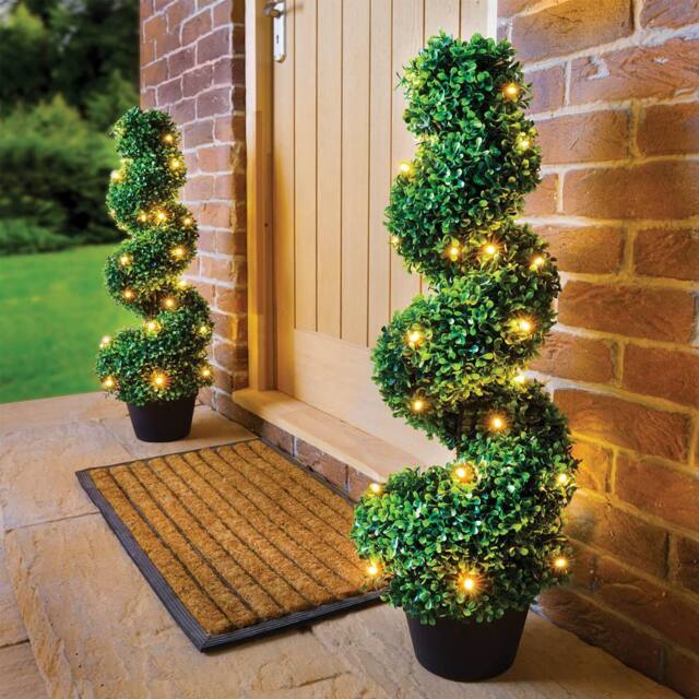 Gainsborough Battery LED Topiary Swirl with Weighted Pot, 40 Warm LEDs in Green - image 1