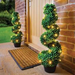 Gainsborough Battery LED Topiary Swirl with Weighted Pot, 40 Warm LEDs in Green - thumbnail 1