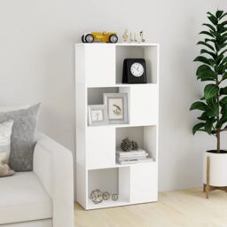 Berkfield Home Book Cabinet Room Divider White 60x24x124.5 cm Engineered Wood - thumbnail 3