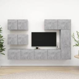 Berkfield Home Modern 6 Piece TV Cabinet Set Concrete Grey Engineered Wood - thumbnail 2