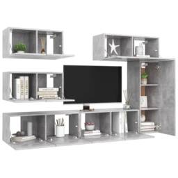 Berkfield Home Modern 6 Piece TV Cabinet Set Concrete Grey Engineered Wood