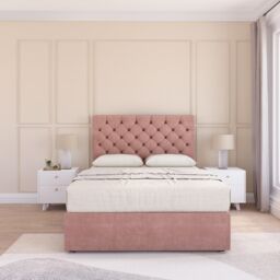 Sloomy Mayfair Plush Velvet Memory Foam Bed Set With 2 Drawers, Mattress & Headboard in Pink - Size: Double - thumbnail 3
