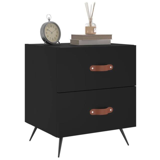 Berkfield Home Modern Bedside Cabinets 2 pcs Black 40x35x47.5 cm Engineered Wood - image 1