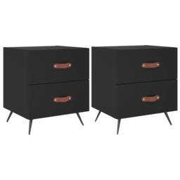 Berkfield Home Modern Bedside Cabinets 2 pcs Black 40x35x47.5 cm Engineered Wood - thumbnail 3