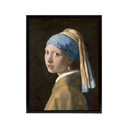 "Artery8 Johannes Vermeer With A Pearl Earring Framed Canvas Wall Art Print - Size: W12"" x H16""" - thumbnail 1
